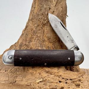 Equal End Single Pen Blade Jack Pocket Knife Wood Handle Brown Vintage 26