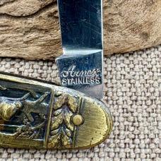 ARNEX VINTAGE SOLINGEN GERMANY POCKET KNIFE STAINLESS 2 BLADE HUNTING SCENE -127