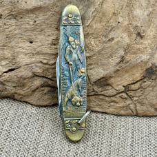 ARNEX VINTAGE SOLINGEN GERMANY POCKET KNIFE STAINLESS 2 BLADE HUNTING SCENE -127