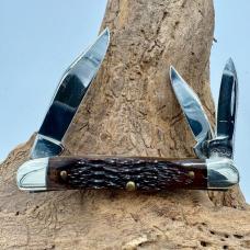 CASE XX 6308 JIGGED BONE SPLIT BACK 3 BLADE WHITTLER POCKET KNIFE 1984 (181)