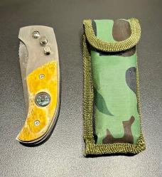 Vintage 1990s "Traveler" Folding-Blade Pocket Knife with Mini-Compass