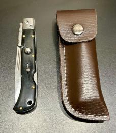 Italian-Style Roma 9" Swing-Guard Lockback Pocket Knife, Faux Buffalo Horn Scales