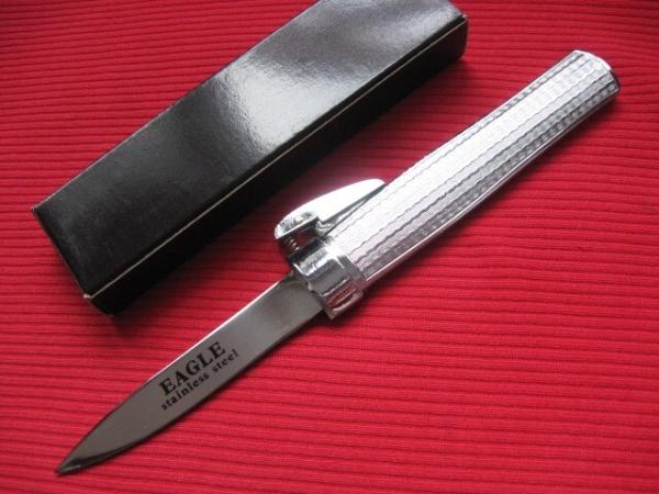 Older Chrome Plated Gravity Machined Handle OTF Knife