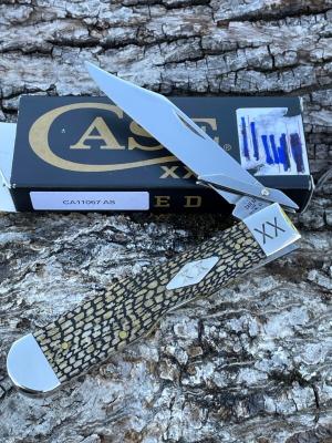 CASE XX SFO 2022 SMOOTH OLIVE GREEN BONE ALLIGATOR SKIN CHEETAH