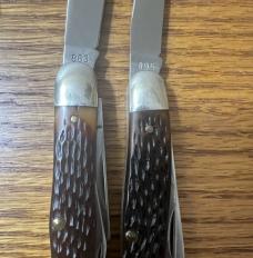 2 VINTAGE '74-'80 SCHRADE NY USA POCKET KNIVES 895 & 863 - VIEW TUBE BOX - NOS