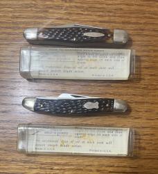 2 VINTAGE '74-'80 SCHRADE NY USA POCKET KNIVES 895 & 863 - VIEW TUBE BOX - NOS