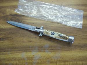 Italian 7 Inch Picklock Dolphin Maniago, Italy Gen. Fat Stag/Antler UNUSED Beauty!