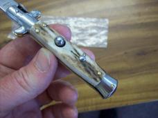 Italian 7 Inch Picklock Dolphin Maniago, Italy Gen. Fat Stag/Antler UNUSED Beauty!