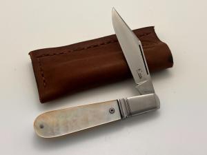 KROO CUSTOM ALVS GOLD LIP PEARL RWL 34 STEEL CLIP POINT BARLOW FILEWORK