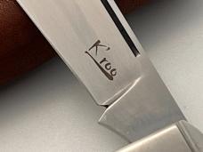 KROO CUSTOM ALVS GOLD LIP PEARL RWL 34 STEEL CLIP POINT BARLOW FILEWORK