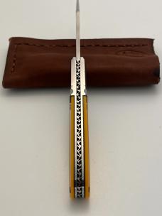 KROO CUSTOM ALVS GOLD LIP PEARL RWL 34 STEEL CLIP POINT BARLOW FILEWORK