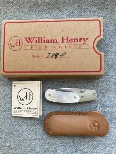 Vintage WILLIAM HENRY Fine Knives, Model T09  Mother-of-Pearl Folding Linerlock Pocket Knife MIB
