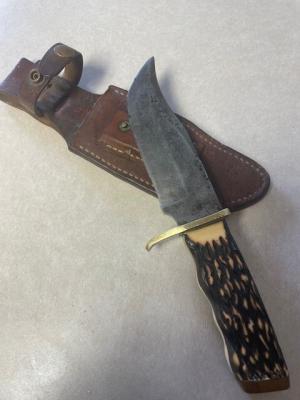 Vintage Schrade USA 171UH hunting knife w/original leather sheath