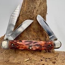 Robeson Shuredge USA Vintage 633594 Dark Red Bone 3 Blade Pocket Knife (214)