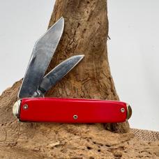 COCA COLA Advertising Knife Made In USA 2 Blade Jack Smooth RED Handles (218)