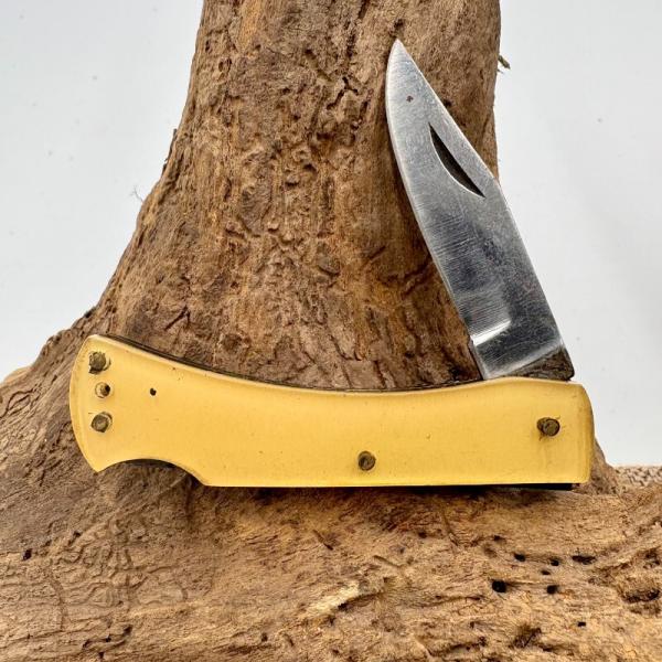 Vintage Clip Point Folding Lockback Pocket Knife Black Yellow (219)