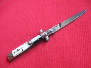 Vintage TRANSITIONAL 7" Italian STILETTO Horn Switchblade Knife.