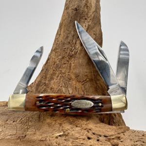 JOHN PRIMBLE MANCHESTER OHIO USA/CHINA JP30OO76 3 BLADE STOCKMAN POCKET KNIFE