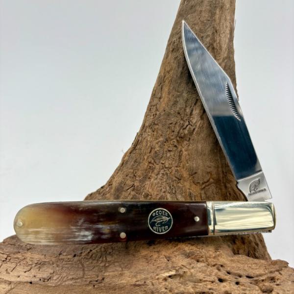 OCOEE RIVER LARGE GRAND DADDY BARLOW FOLDING POCKET KNIFE OX HORN HANDLES (194)