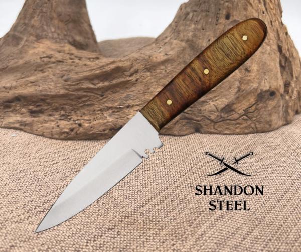 Patch Fixed Knife 3.37" Stainless Steel Full Tang Blade Brown Wood Handle 3295