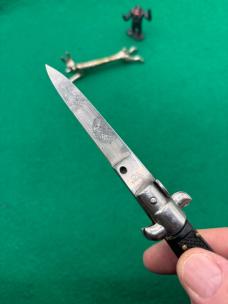 Vintage 9” C Jul Herbertz Stiletto with black checkered scales