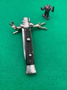 Vintage 9” C Jul Herbertz Stiletto with black checkered scales