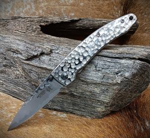 Mcusta MC-114D Forge Tsuchi VG-10 Core Damascus Blade 485quot Closed Hammer Finished Framelock Knife