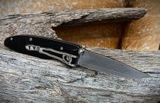 Mcusta MC-17D Classic Wave 4.37" Closed VG-10 Core Damascus Black Pakkawood Folding Knife