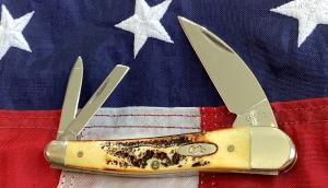 Case xx 2002 Whittler MDL 65383 WH SS w Fantastic Bone Stag Handles -NOS