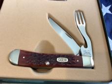 Case xx 2002 Hobo Knife w/ Chestnut Brown Bone Handles & Sheath + Lighter -Mint NOS