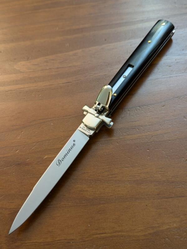 NIB AGA CAMPOLIN BRAZILIAN HORN DOMINUS 23CM-9" SWEDGE BLADE AUTOMATIC