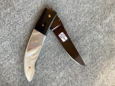 Vintage Spectacular! R.B. JOHNSON, Clearwater, MN, Damascus.Pearl Handled  Custom Linerlock Folderk 