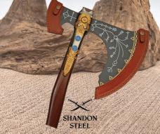 Viking Axe 40" Stainless Steel Blade Two Handed Ashwood Handle Rune Artwork