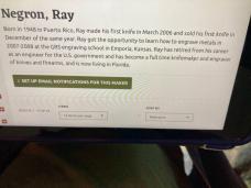 Ray Negron, Custom Knife Maker