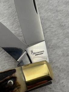 Browning Made In Germany Vintage Stag 3 Blade Stockman Knife (#32)