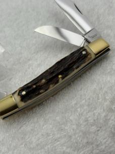 Browning Made In Germany Vintage Stag 3 Blade Stockman Knife (#32)