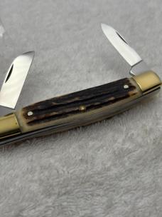 Browning Made In Germany Vintage Stag 3 Blade Stockman Knife (#32)