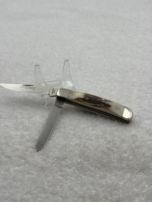 Bear MGC Vintage Stag Handles 2 Blade Med Size Trapper Made In USA 14