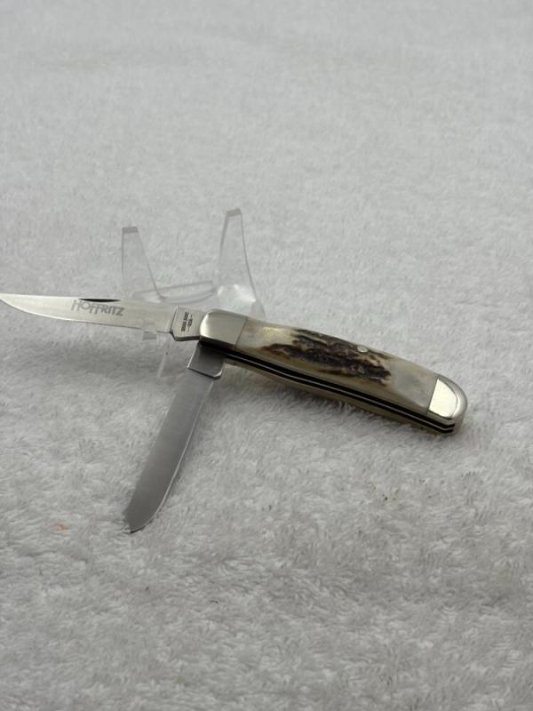Bear MGC Vintage Stag Handles 2 Blade Med Size Trapper Made In USA (#14)