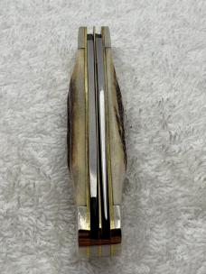 Bear MGC Vintage Stag Handles 2 Blade Med Size Trapper Made In USA (#14)