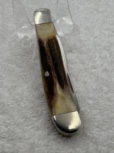 Bear MGC Vintage Stag Handles 2 Blade Med Size Trapper Made In USA (#14)