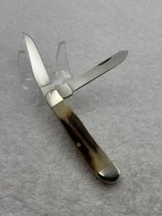 Bear MGC Vintage Stag Handles 2 Blade Med Size Trapper Made In USA (#14)