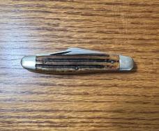 VINTAGE '81-'90 QUEEN USA - BONE HANDLE - 3 BLADE STOCKMAN POCKET KNIFE