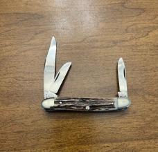 VINTAGE '86 C SCHLIEPER SOLIGEN GERMANY SS-DS STAG HANDLE POCKET KNIFE