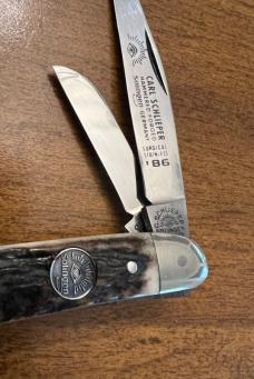VINTAGE '86 C SCHLIEPER SOLIGEN GERMANY SS-DS STAG HANDLE POCKET KNIFE