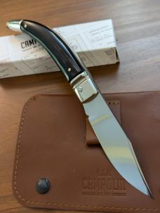 NIB AGA CAMPOLIN DIANA LEVERLOCK AUTO IN SMOKY BLACK BRAZILIAN HORN WITH BOX AND SHEATH 