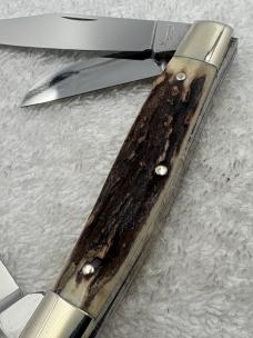 Browning Vintage Made In Germany Stag Handle 3 Blade Stockman (#58)