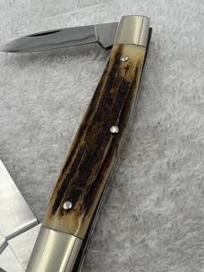 Browning Vintage Made In Germany Stag Handle 3 Blade Stockman (#58)