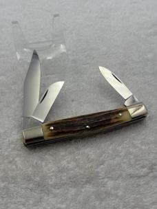 Browning Vintage Made In Germany Stag Handle 3 Blade Stockman (#58)