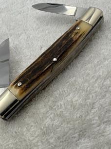 Browning Vintage Made In Germany Stag Handle 3 Blade Stockman (#58)
